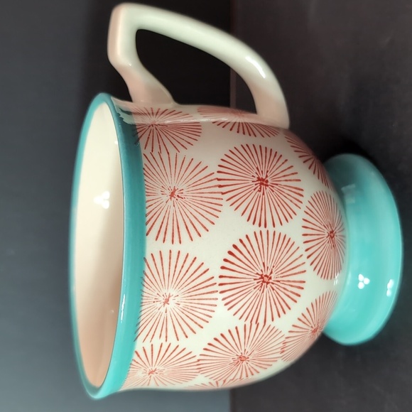 The Pioneer Woman Turquoise/Red Starburst Footed Happiness Mug. - Picture 3 of 8